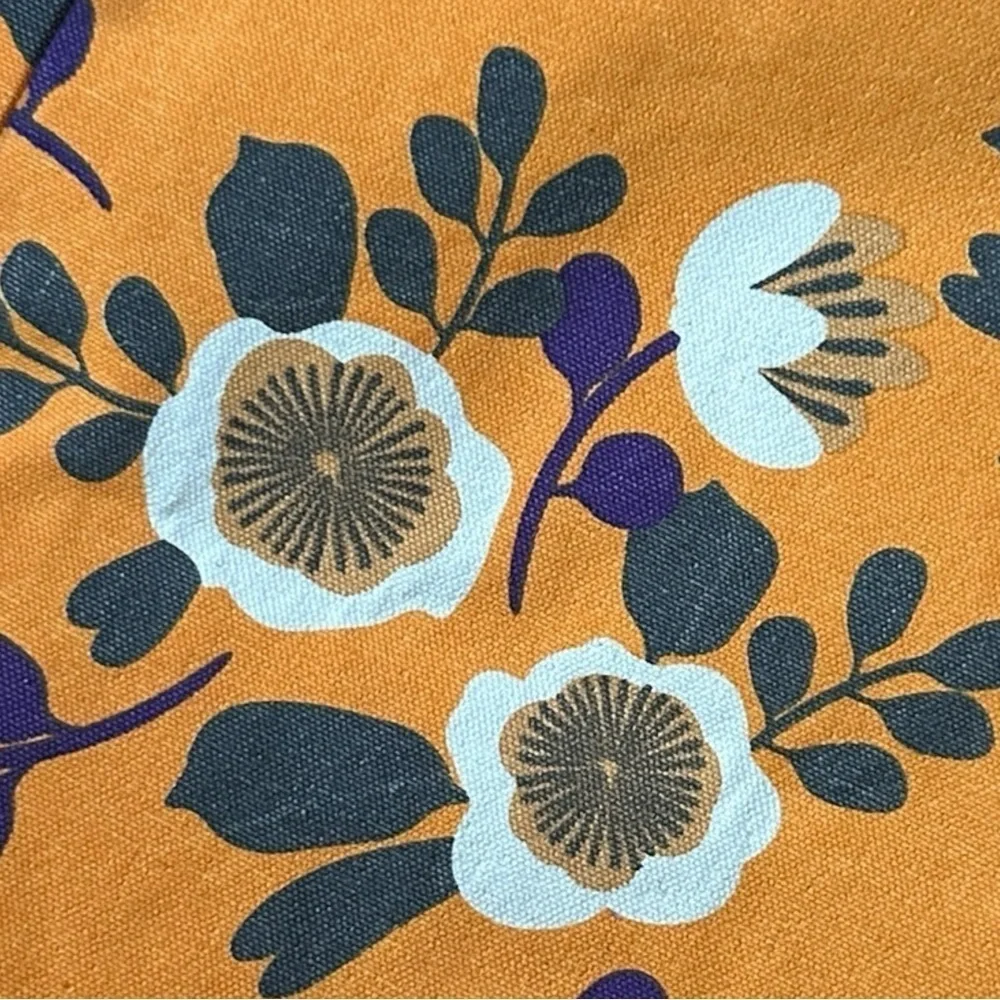 Boutique Tote Bag Orange NWOT Floral Print Sustainable Cotton Shopping Bag